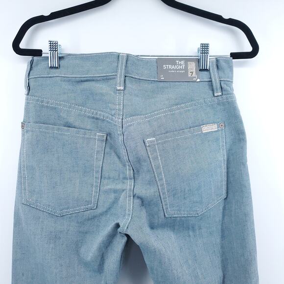 7 For All Mankind LEA Retro Western Boho The Straight Modern Light Med Wash  28 - Picture 10 of 12